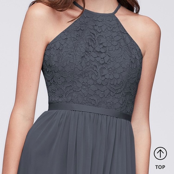 david's bridal open back lace and mesh bridesmaid dress